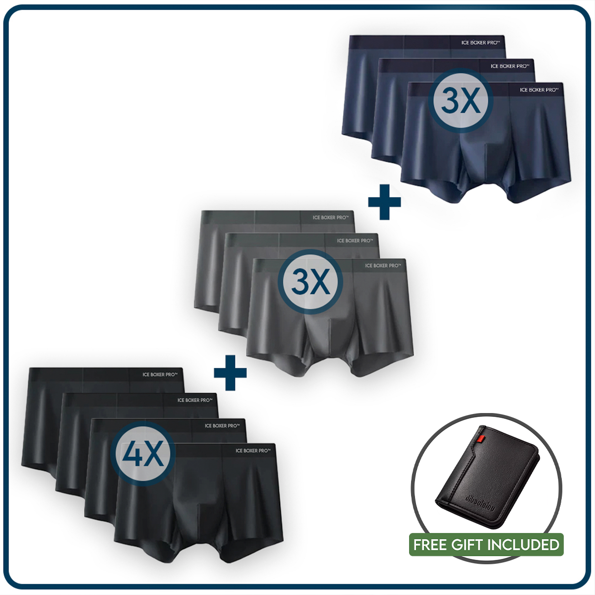 [Multi-pakker] Ice Boxer Pro™ – Ultrakomfortabelt premium silkeundertøy + gratis lommebok inkludert