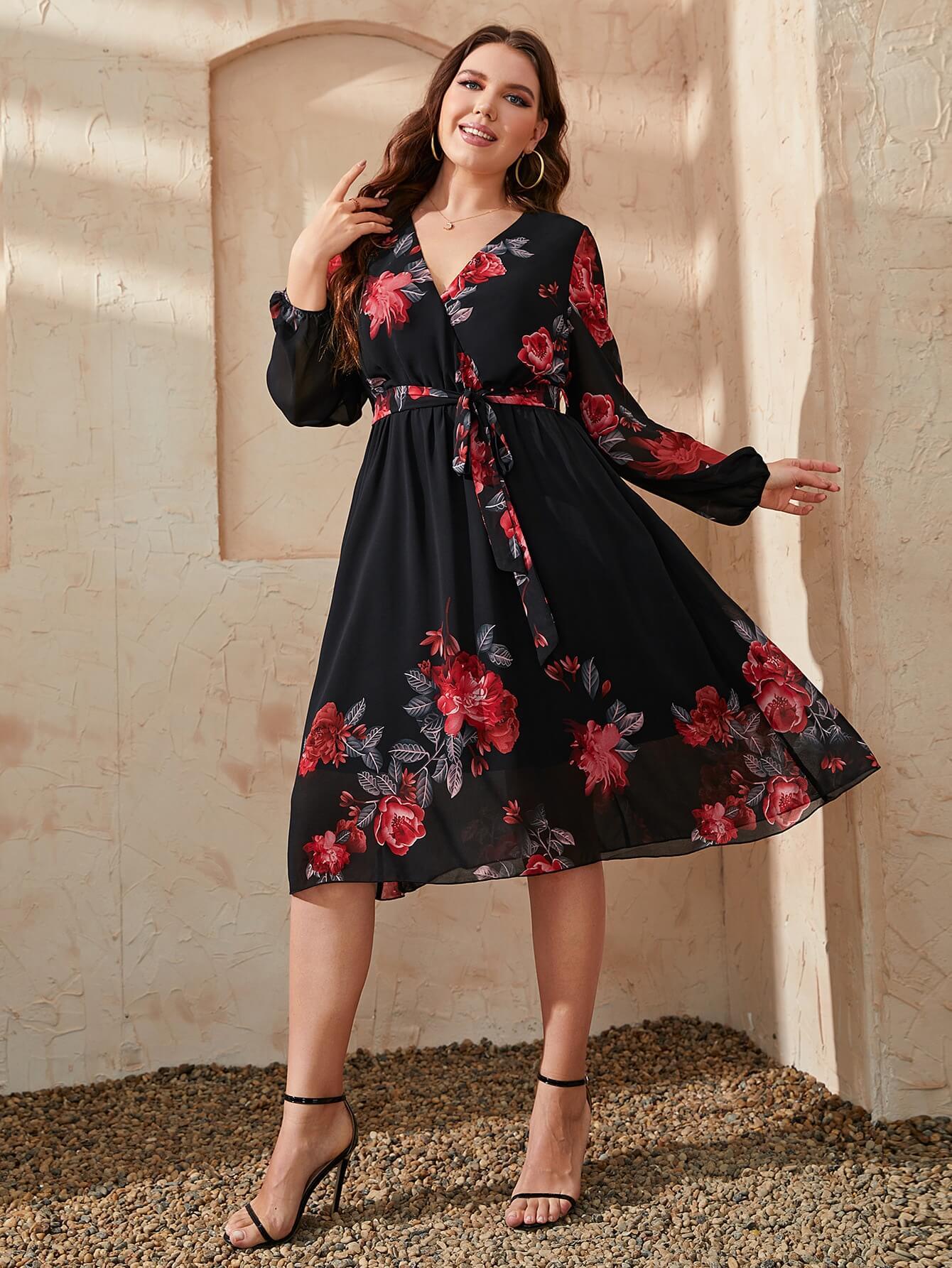 Omslagskjole for kvinner Venise Plus Size