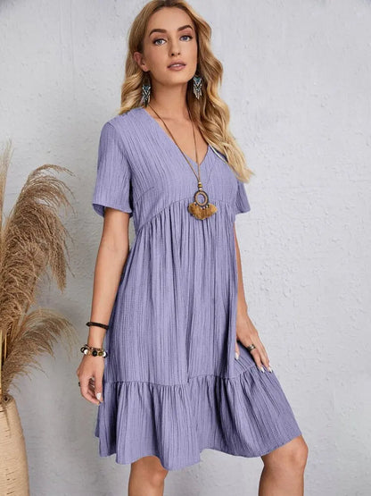 Crepe V-Neck Dress Andorra