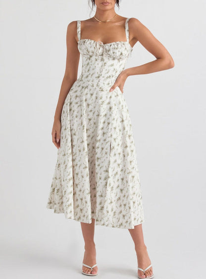 Vestido Midi Floral com Fenda Lateral