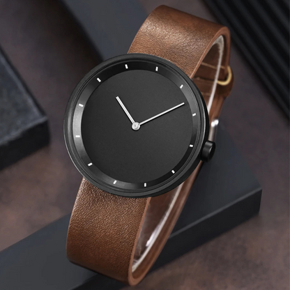 Relógio minimalista clássico masculino com pulseira de couro