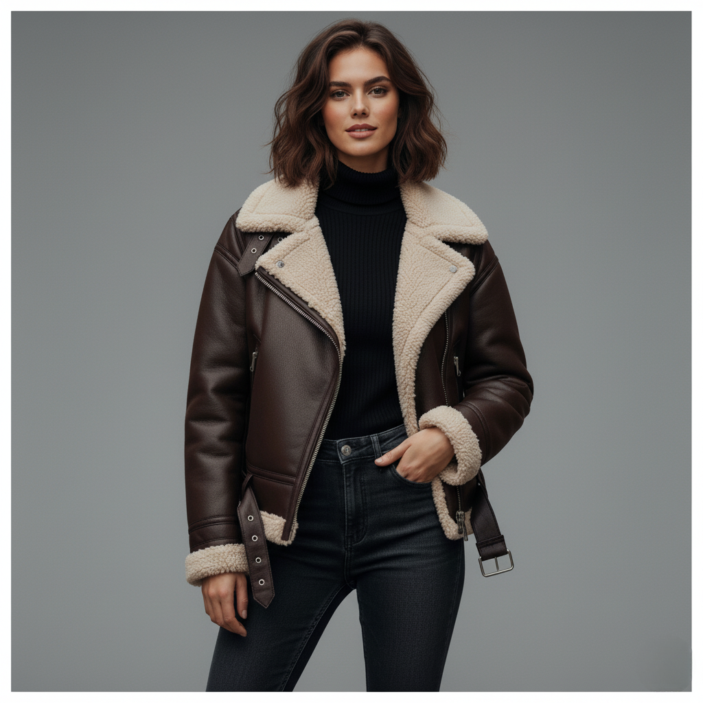 Éclat Parisien™ - מעיל טייסים מעור טבעוני מובחר