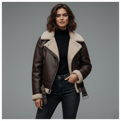 Éclat Parisien - Giacca da aviatore in pelle vegana premium