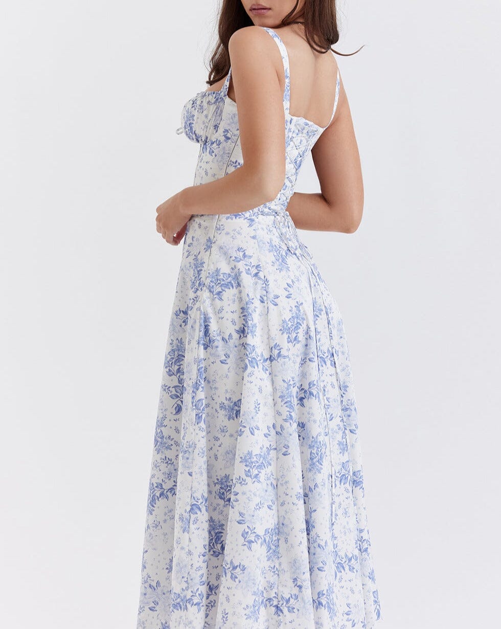 Blommig midiklänning med sidoslits