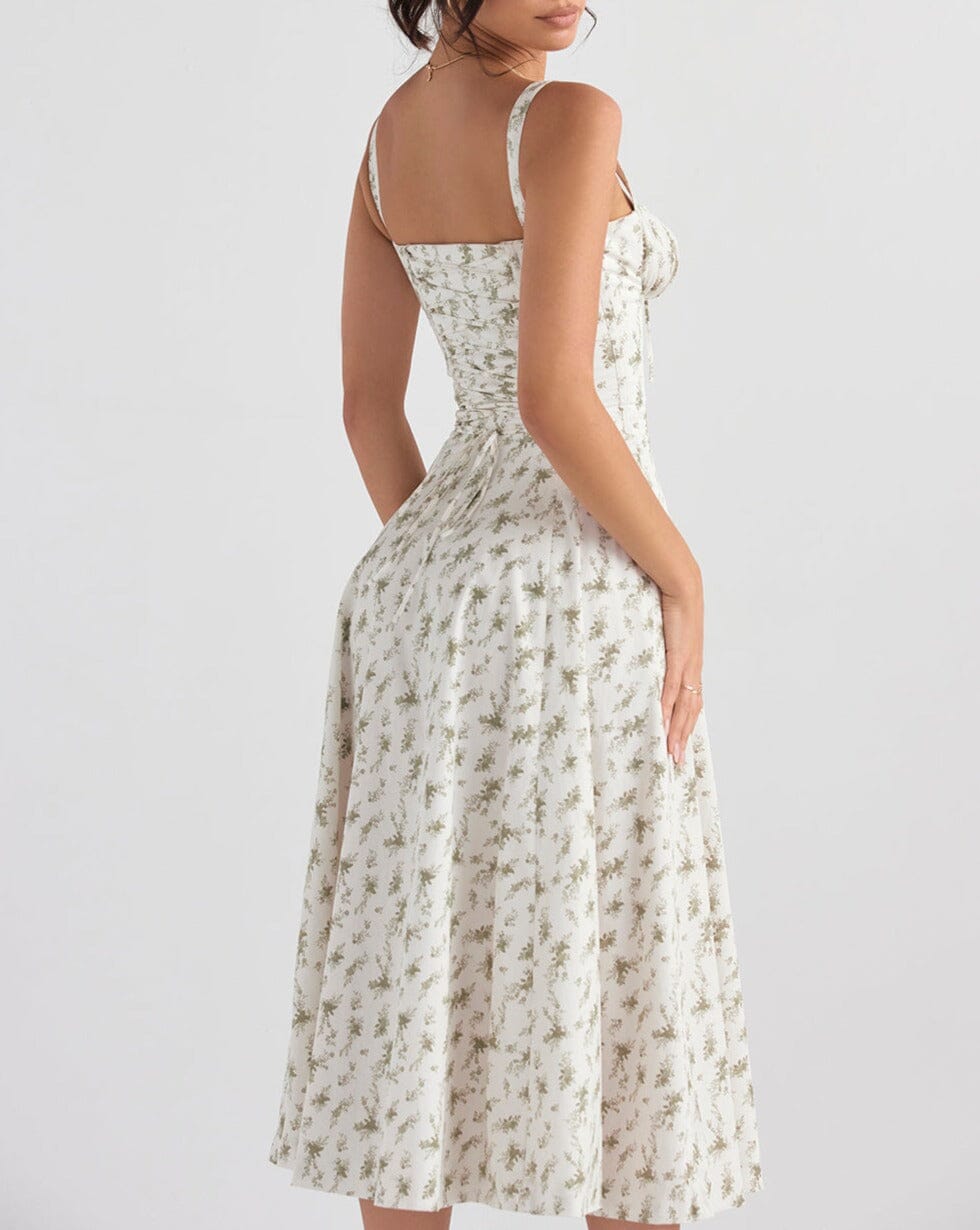 Blommig midiklänning med sidoslits