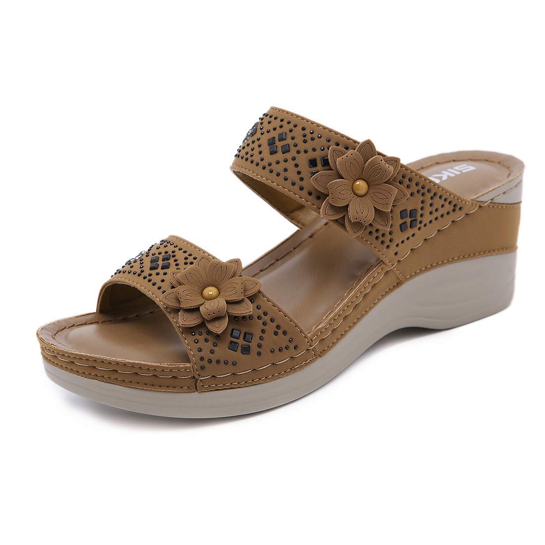 Damesandal med blomsterplate